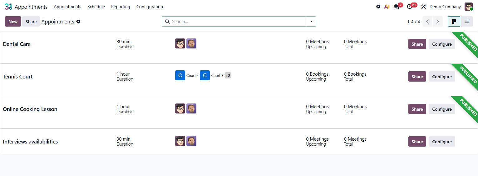 Odoo Appointments