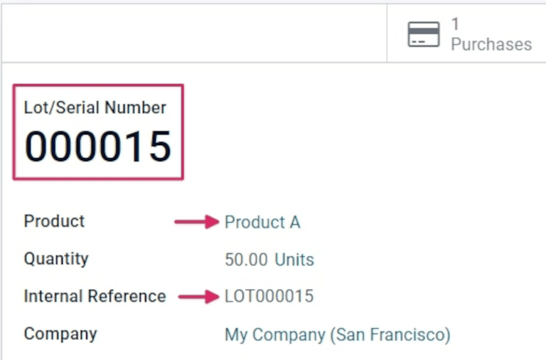Lote criado com a quantidade de produtos nele.