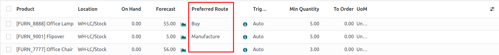 Select a preferred route from the drop-down.